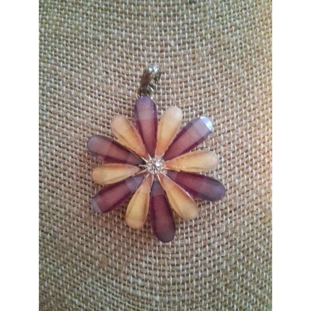 Mid Century Rhinestone Flower Pendant